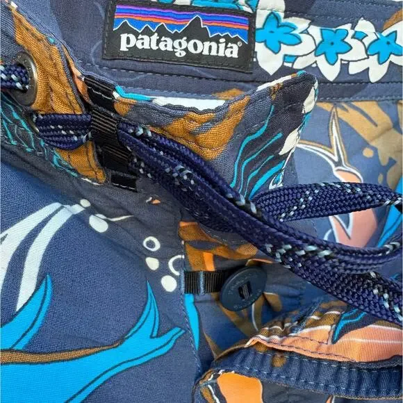 Patagonia Mens Tropical Ocean Motif Blue Multi-Colored Board Shorts size 34 - Picture 4 of 7